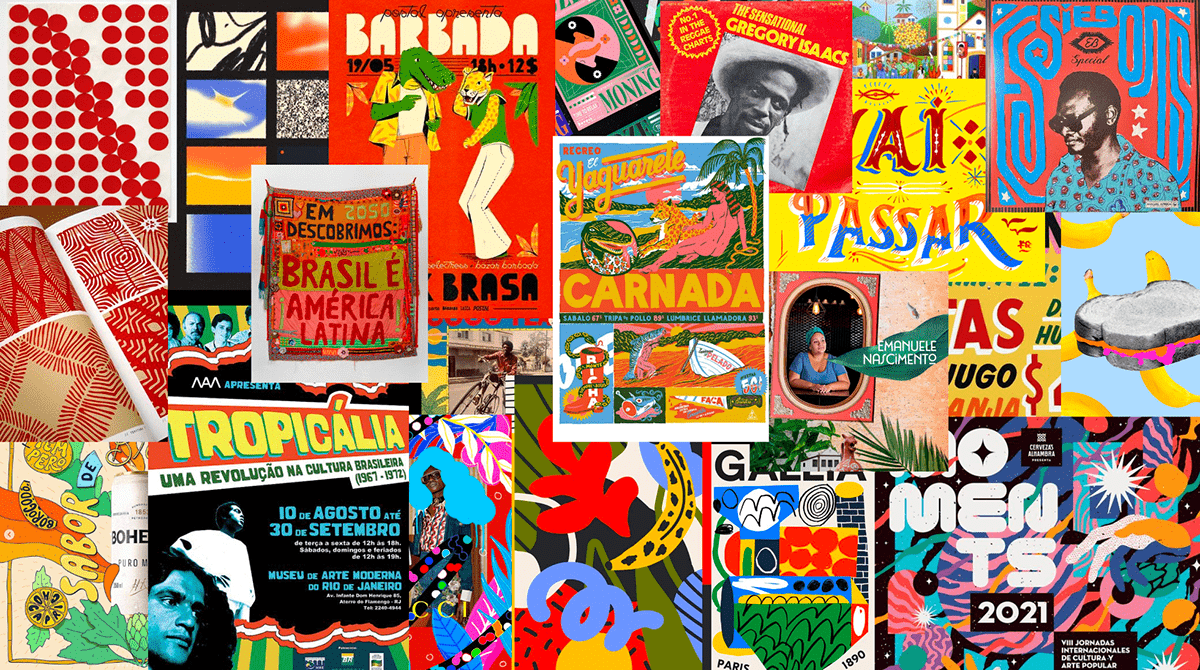 playlist spotify visual identity Tropical music Brasil colorful album cover pattern