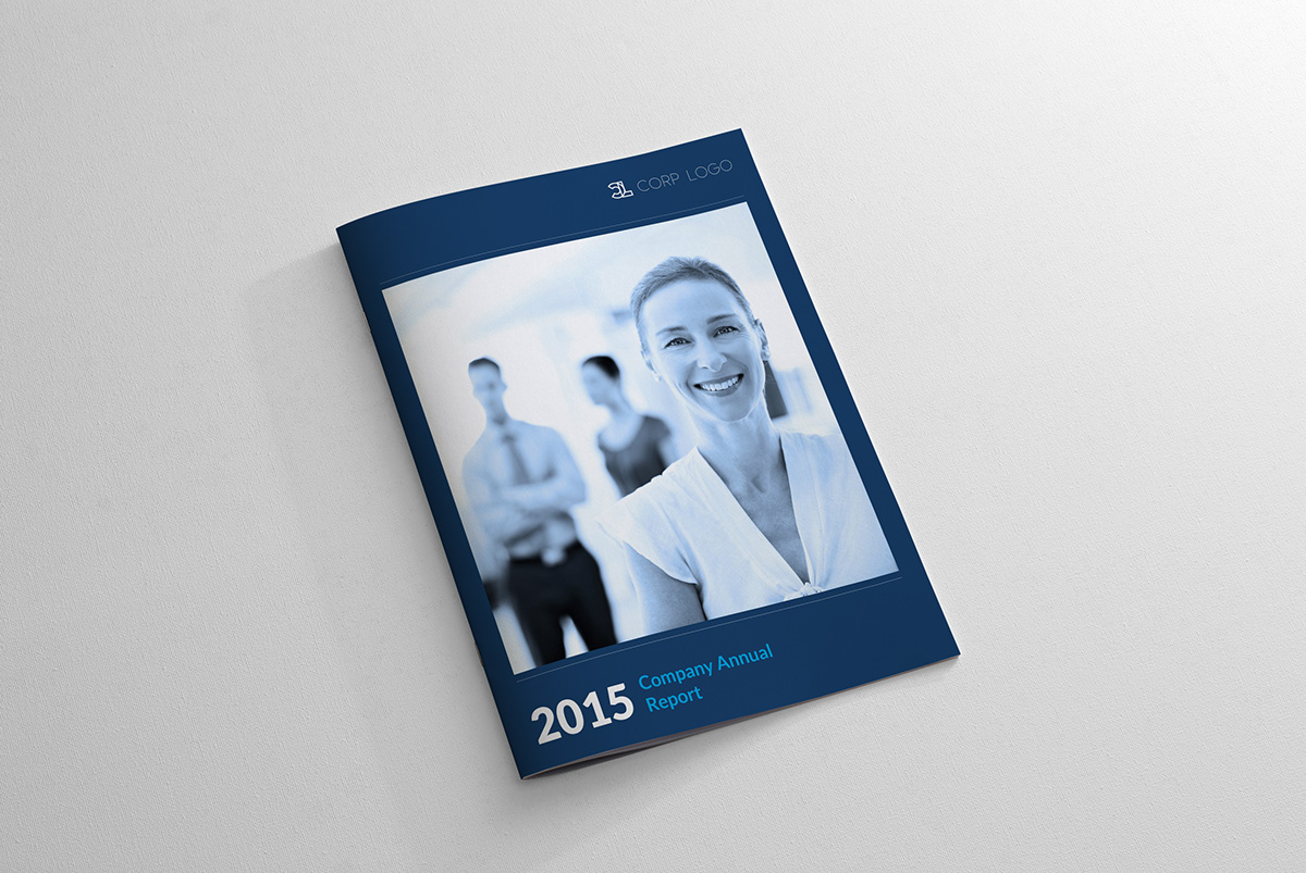 annual report blue Booklet brochure business clean corporate Customize easy flexible identity InDesign template letter