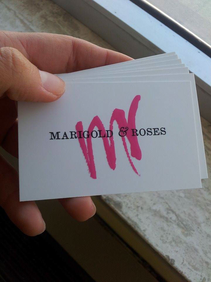 marigold & roses Italy logo pink handbag business card