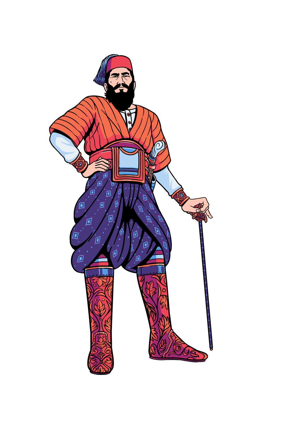 ottoman Garments turkish dagger Character design  photoshop ILLUSTRATION  Costume Design 
