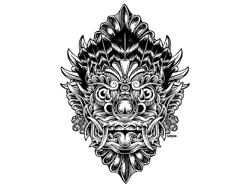 barong mask traditional culture balinese indonesia asian artwork