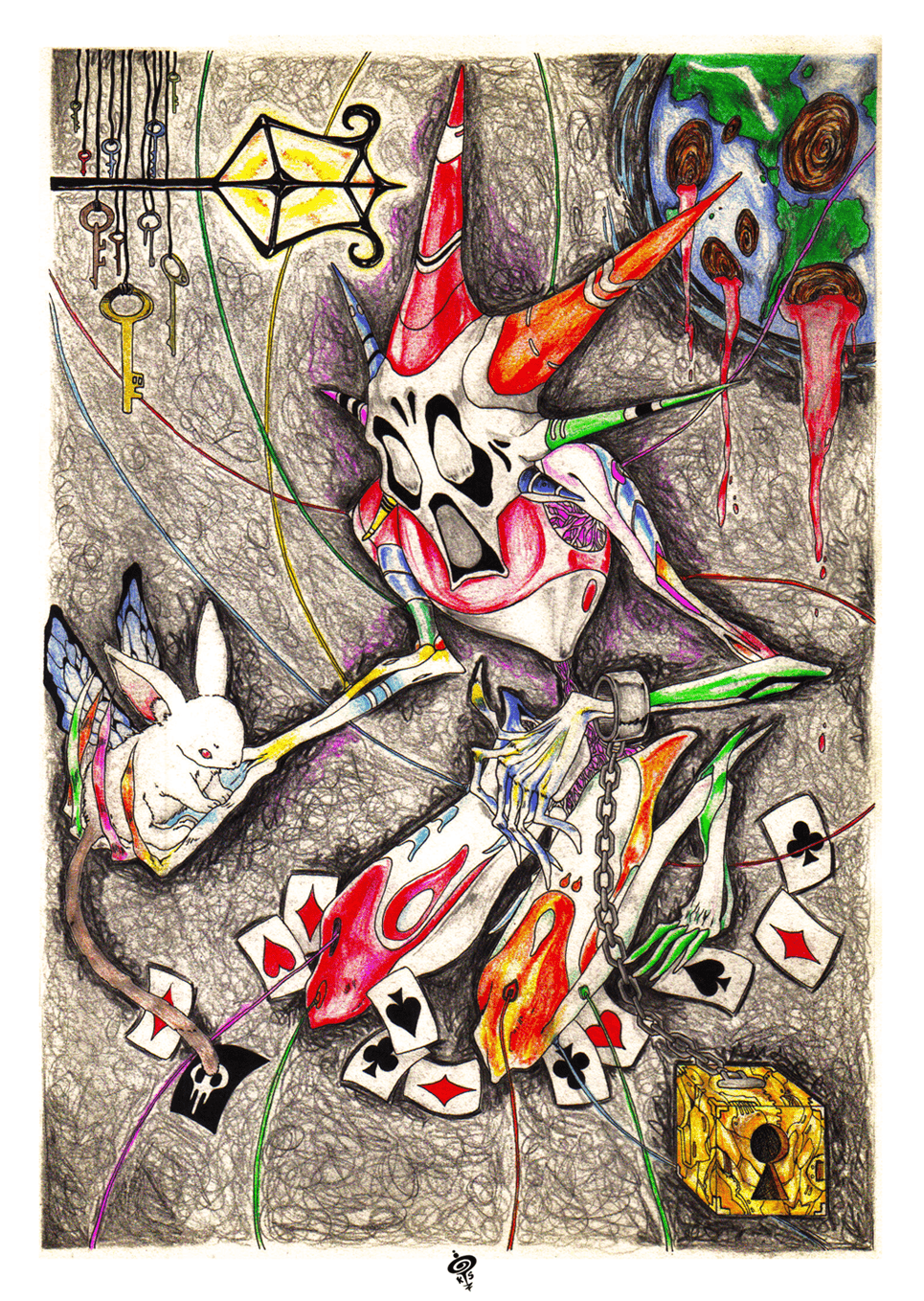 clown  fauces  sauce  manta  DESAMOR  watercolor  pencil  light  shadows   animal  self-portrait  portrait