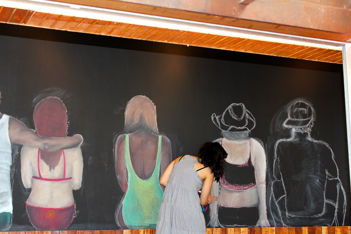 Mural pastel people bar singapore restaurant job Backs bikini bikinibar