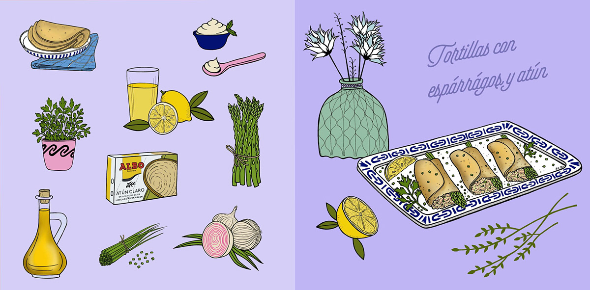 ILLUSTRATION  handdrawing recipes recetas Food  foodillustration book seafood digital illustration cannedfood