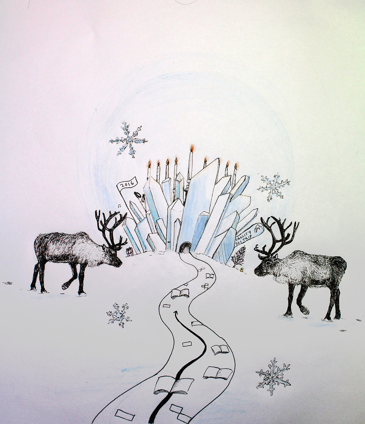 winterwonderland reindeer yellowbrickroad books OZ wizardofoz winter ice snowflake snow pen fineliner