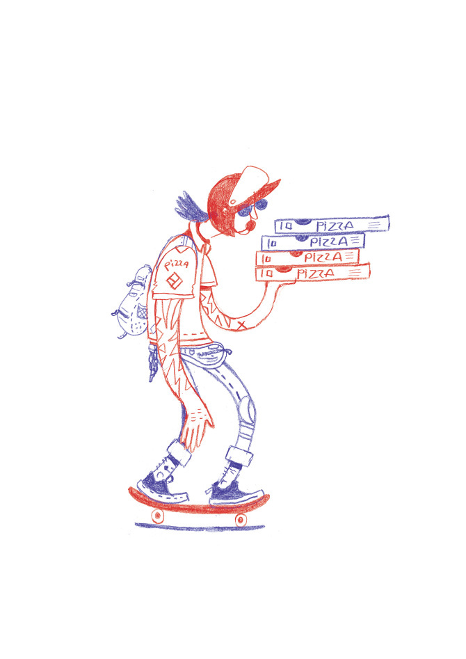 campaign Hipster cool tattoo Bicykle skateboard Pizza delivery dog beard
