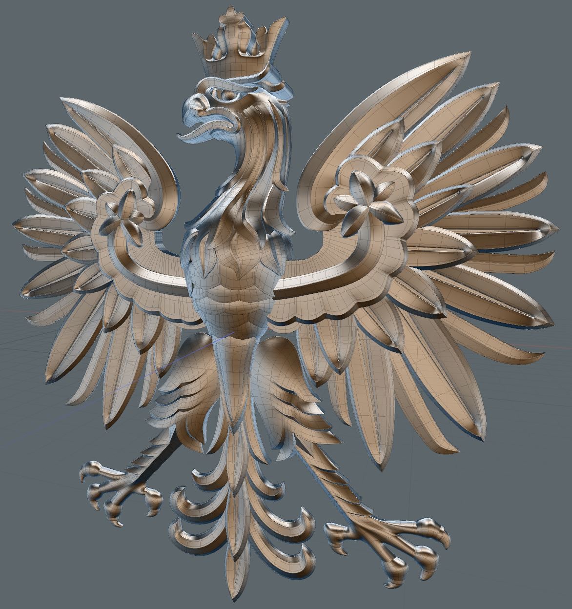 3d modeling Jewellery modo eagle coat of arms pendant silver 3d print model casting
