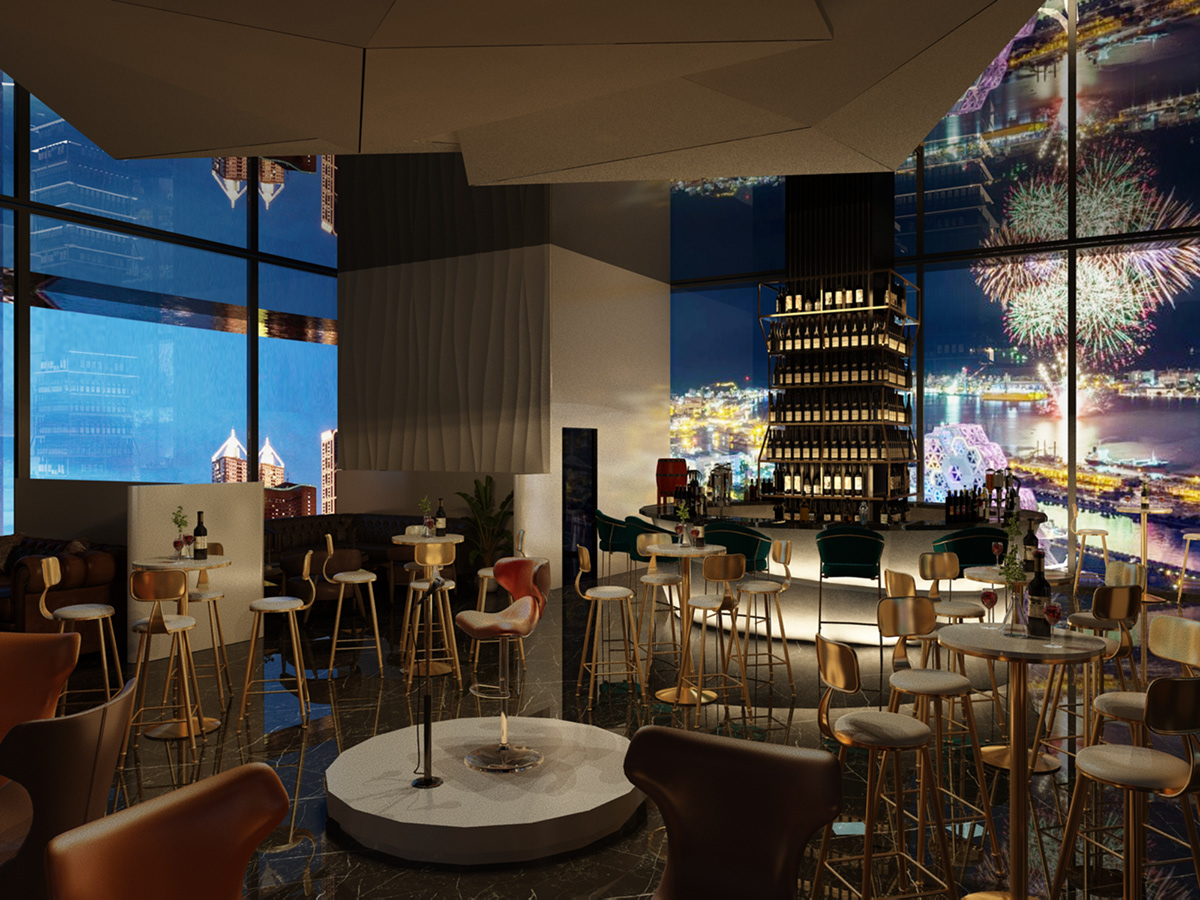 lounge bar design 3ds max vray 3d render Brand Design Cigar Lounge Design