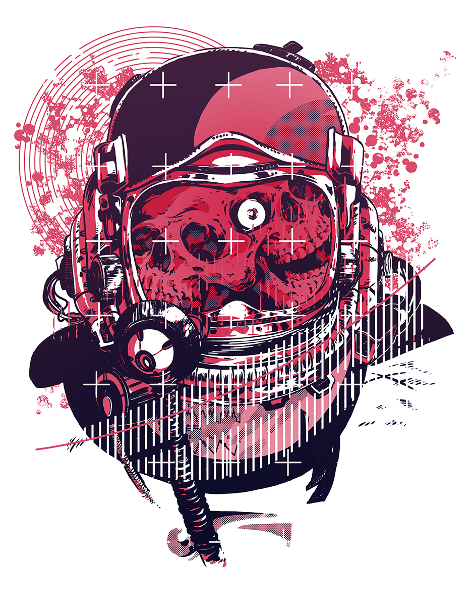Johnny Dombrowski art Sci Fi Sci Fi Now magazine Dangerous Visions wacom photoshop digital Cintiq astronaut skull horror PosterPosse Poster Posse