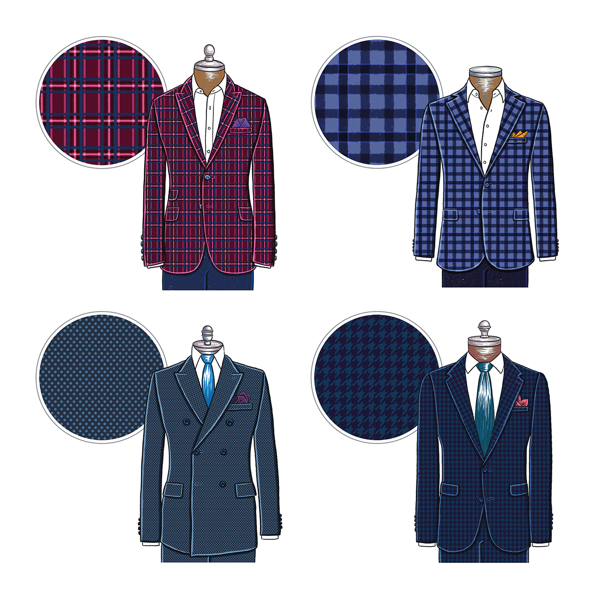 fabric Fashion  ILLUSTRATION  jacket menfashion Patterns prints suit tie tissue
