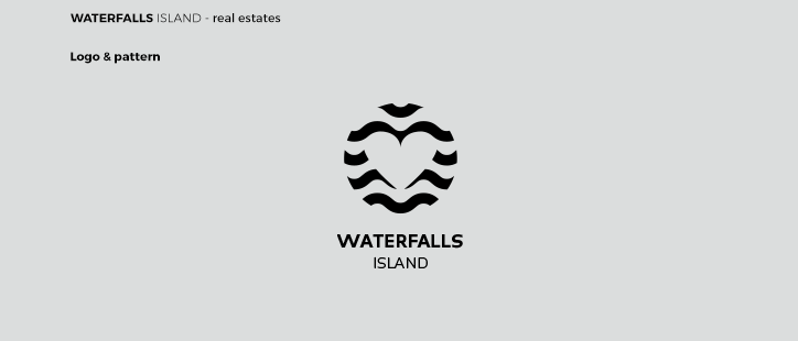 logo Corporate Identity Waterfalls heart waves clean clear blue estate developer