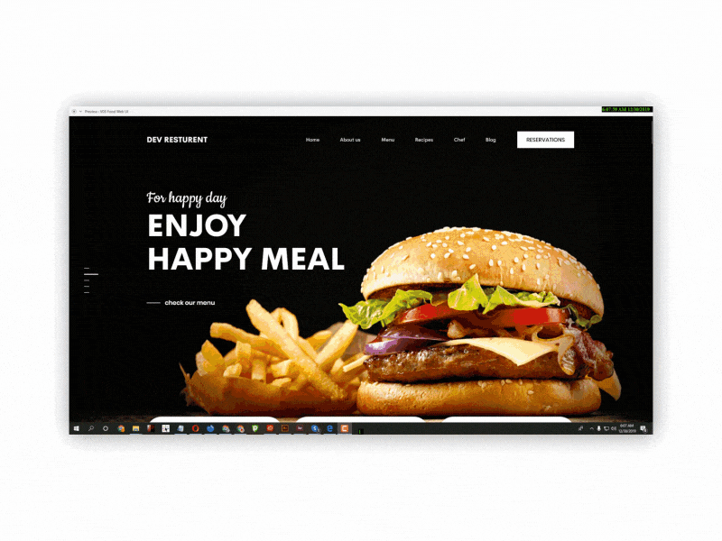 restaurant Adobe XD UI ux design psd template free dark devdesign