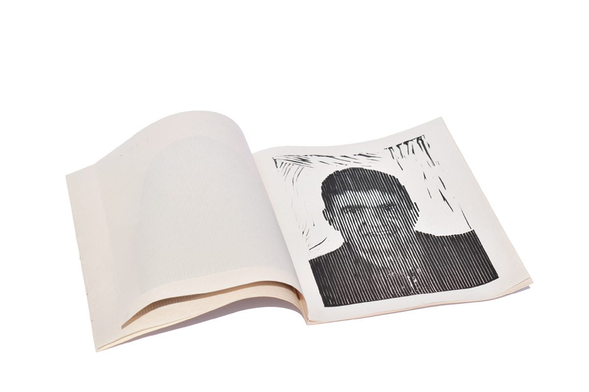 handmade Bookbinding book printmaking artwork linocut Linoprint print portrait bitmap