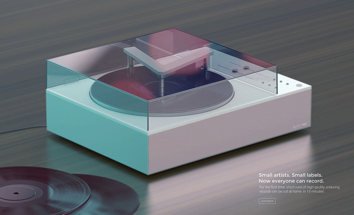 industrial design  product design  record vinyl Custom player cut branding  marketing  
