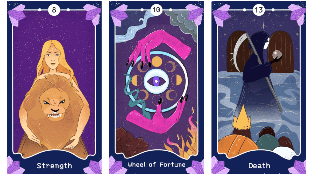 tarot cards esoteric ILLUSTRATION  animation  after effects Illustrator motion graphics  2D Animation