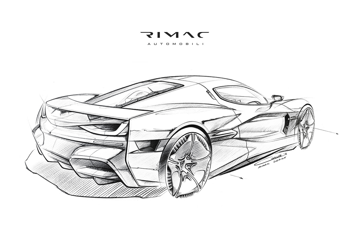 Rimac concept two hyper car sketches design automotive   cardesign electric gt Rimac Automobili