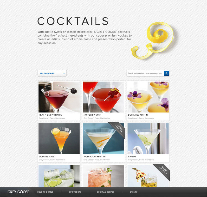 grey goose Responsive web design Vodka Website r/ga redesign tablet mobile iPad iphone