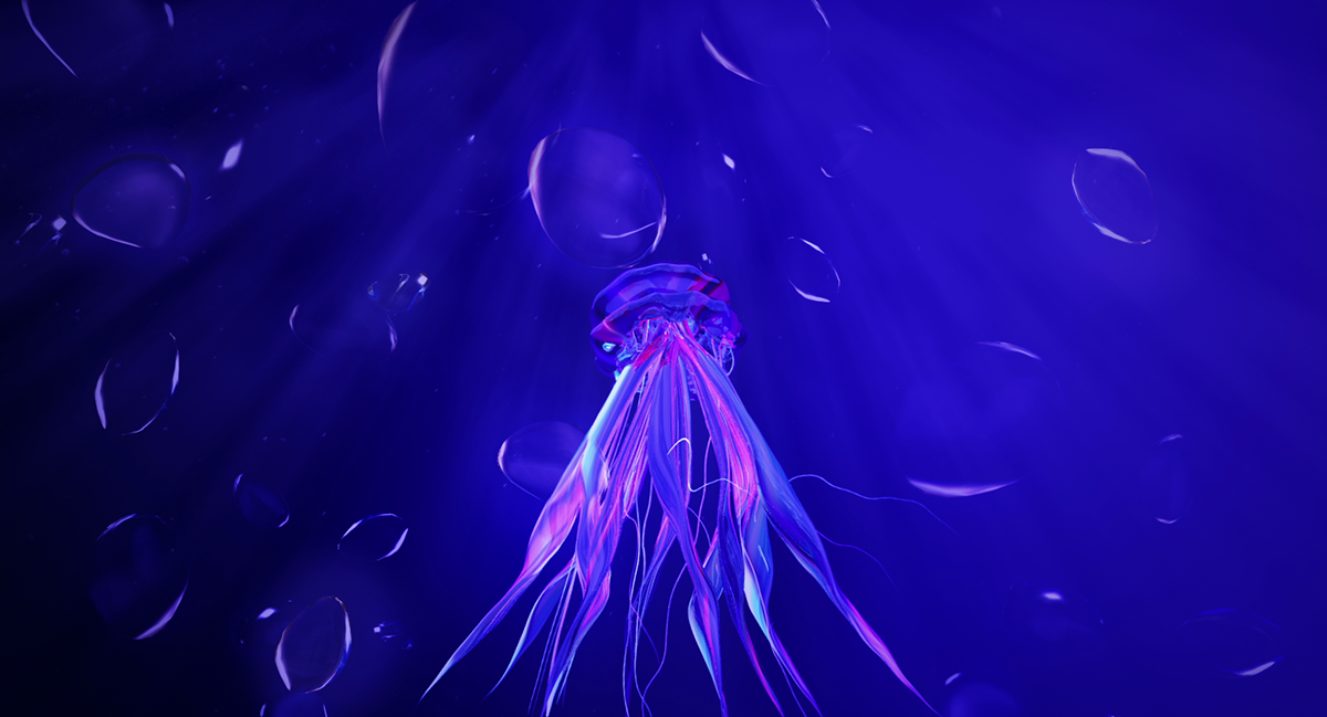 motiondesign motiongraphics jellyfish flower animation  dandelion ecosystem biodiversity Abyss spring