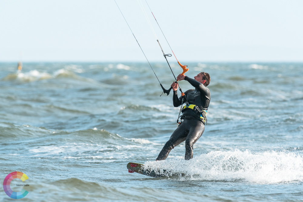 Kite surfing sport action