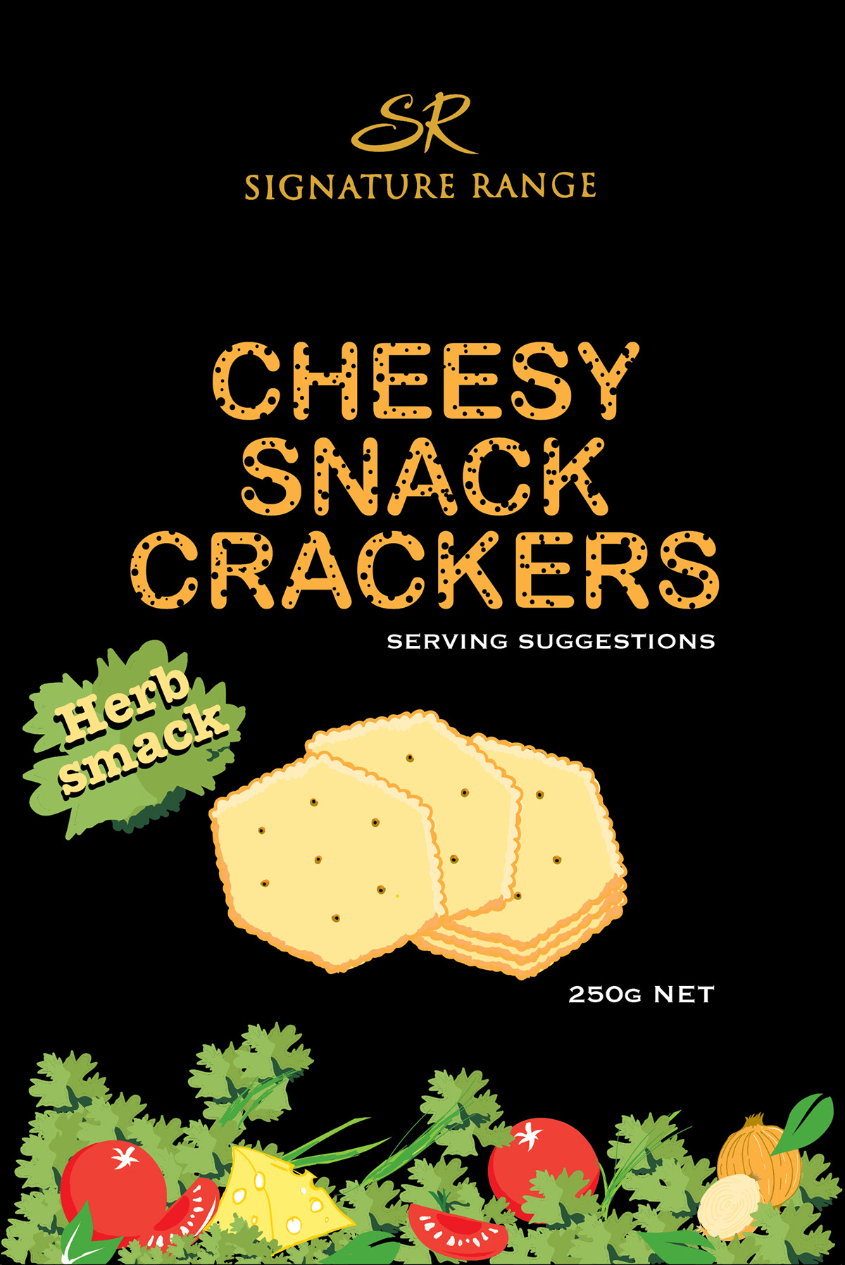 cheesy crackers product package design redesign Package Redesign Signature Range FMCG Fast moving consumer goods Consumer print illustration