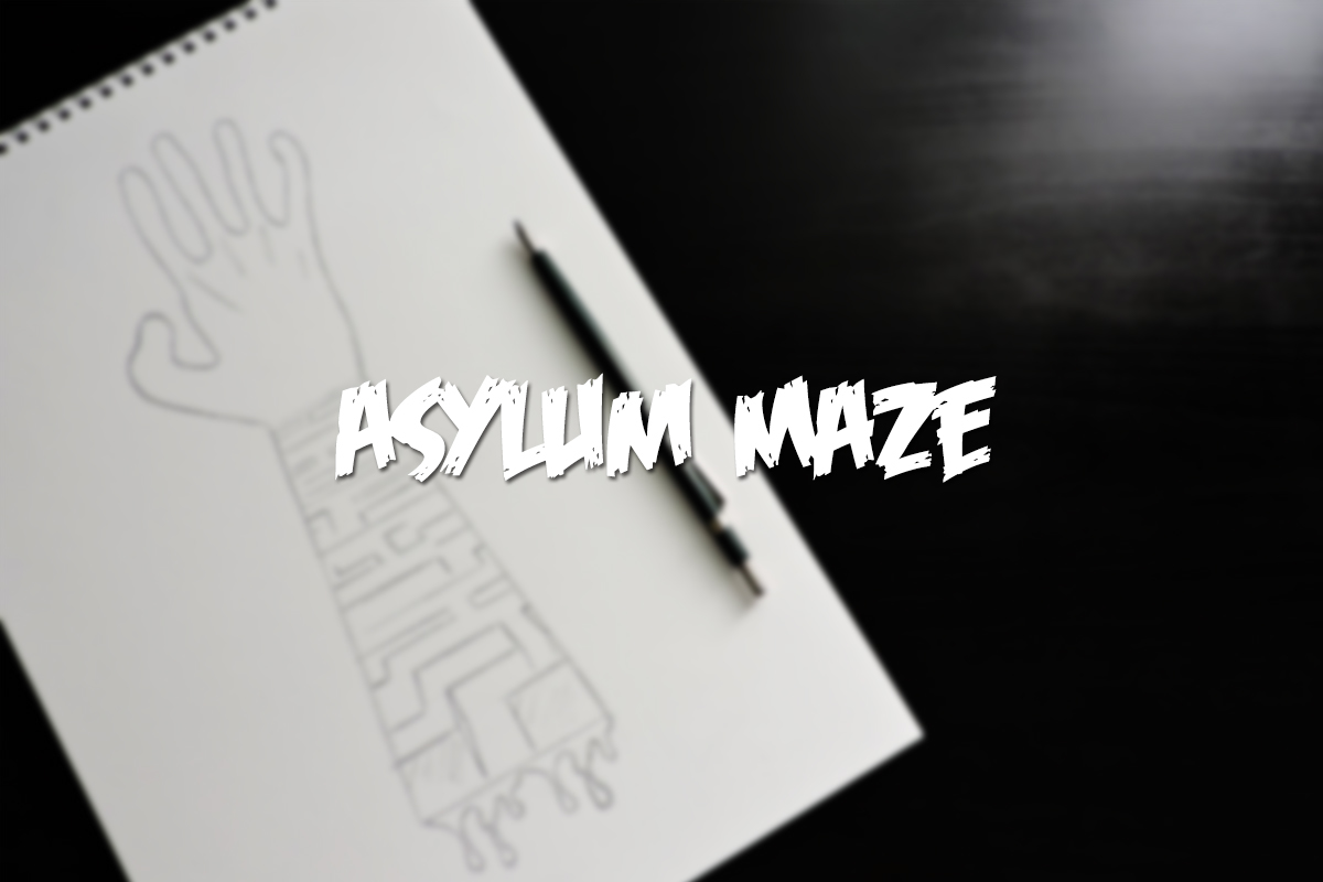 poster Halloween asylum maze horror october Private Event flashlight hand path