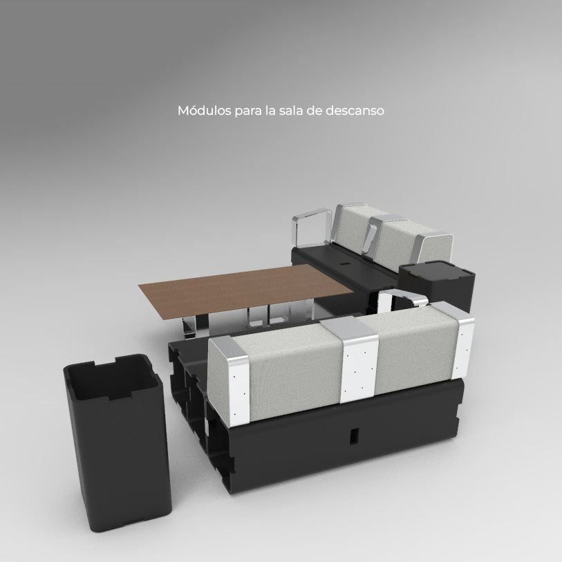 modular coworking coworking space interior design  Render 3D