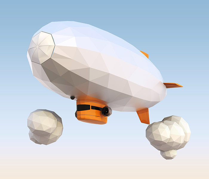 Low Poly blimp airship Ecology floating Island solar Sustainable