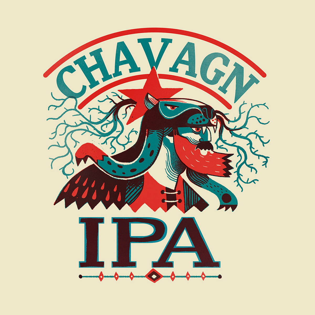 chavagn beerlabel beer Packaging design brewery label illustration