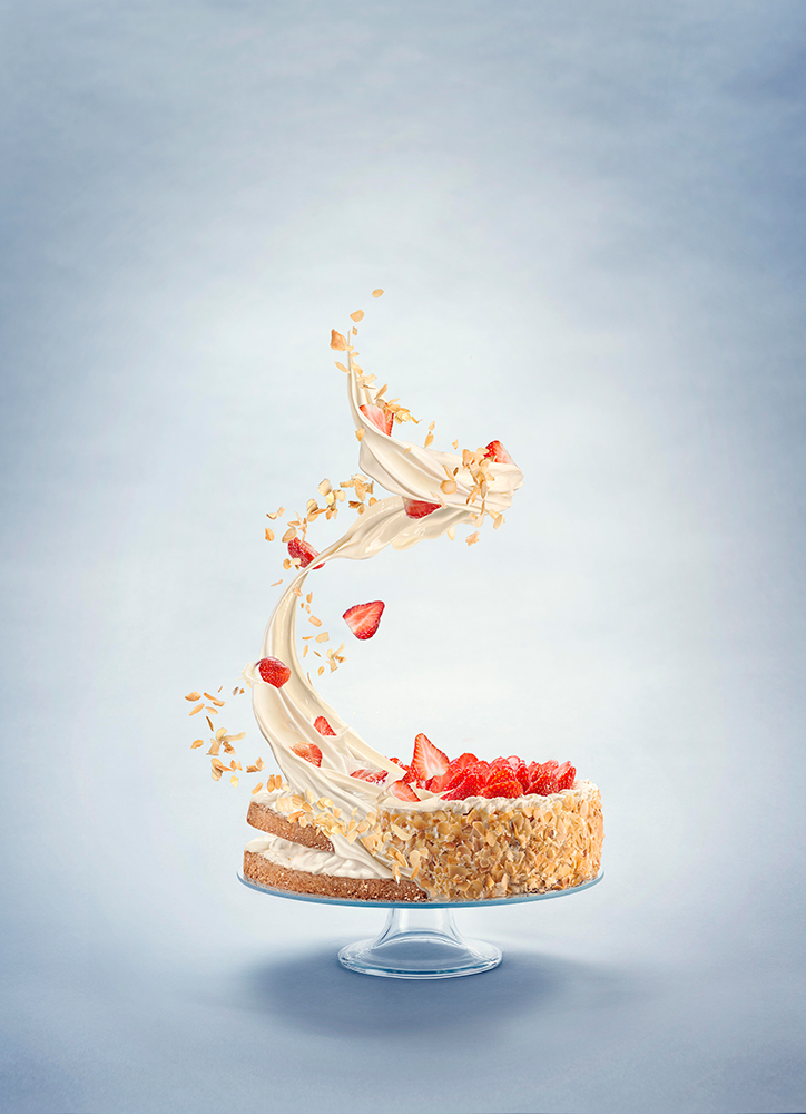 postproduction Food  Product Photography confectionaries  sweet tasty strawberries whipped cream Fotelier deconstruction