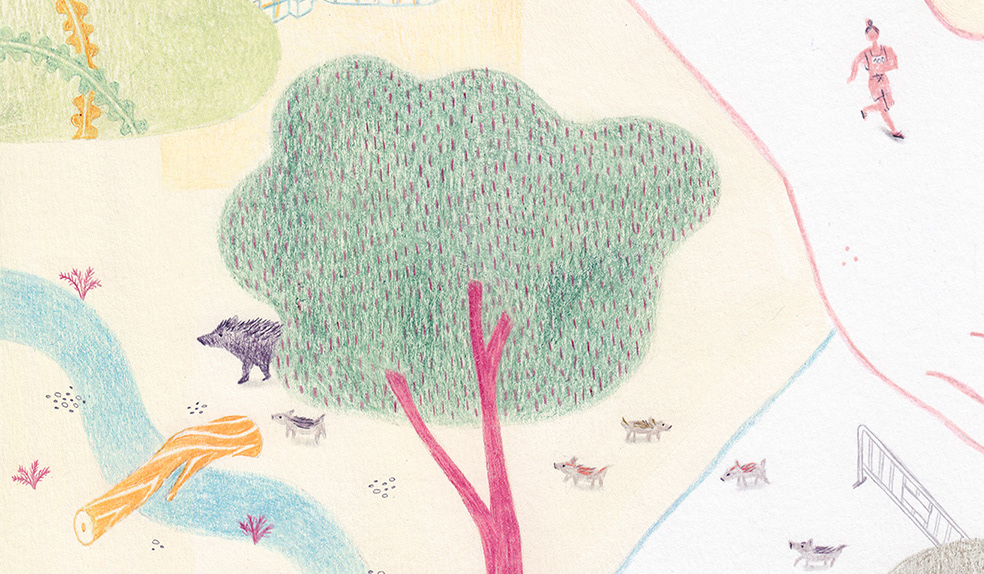 Editorial Illustration Solidarity forest Green surroundings Nature Urban Pencil drawing color pencil