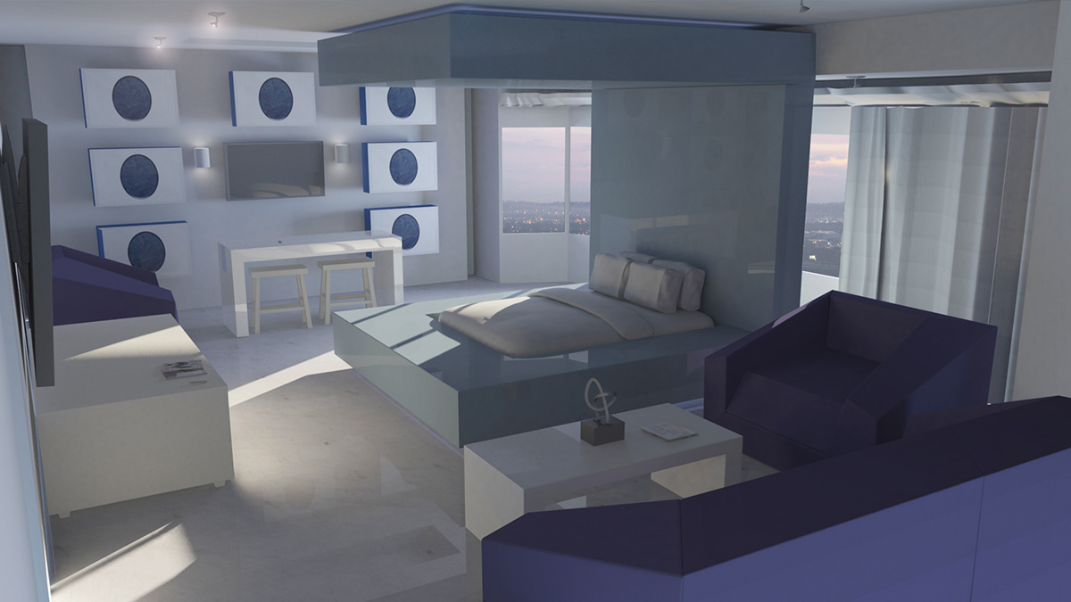 Interior model 3D model apartment real light  simulation Maya