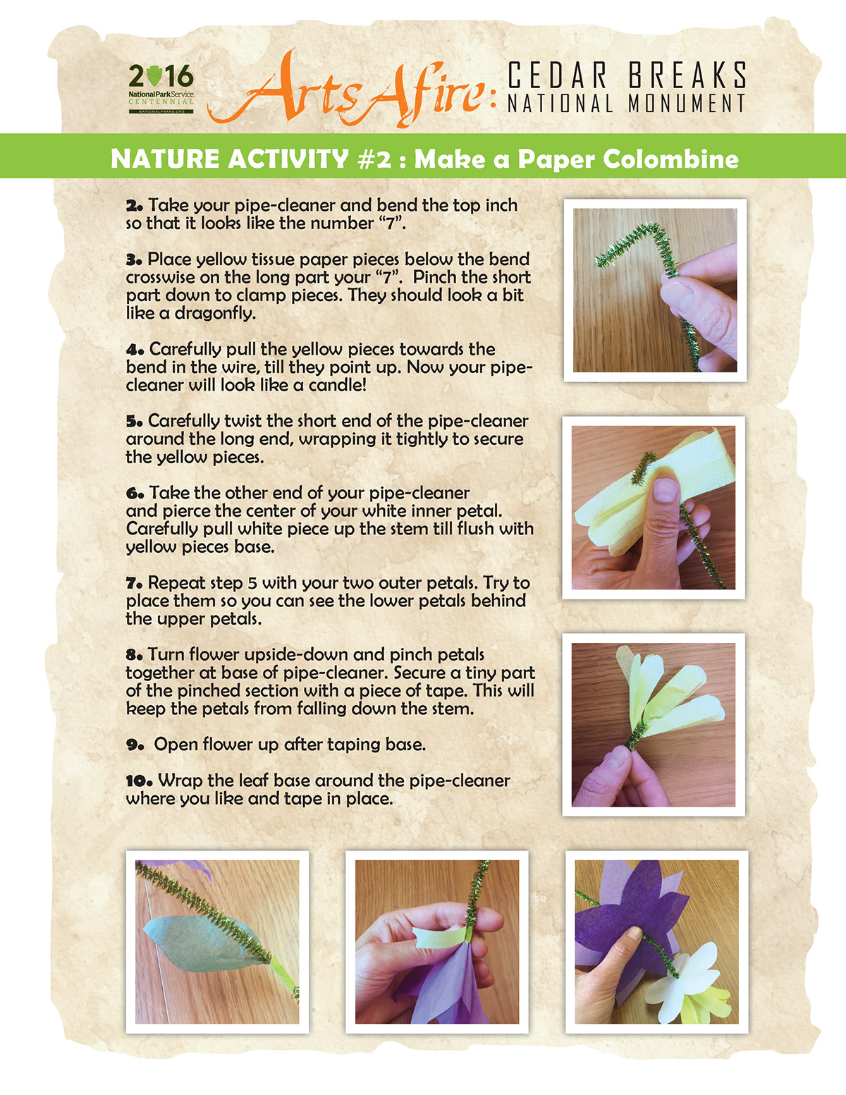 art craft flower instruction sheet kids paper paper craft Project