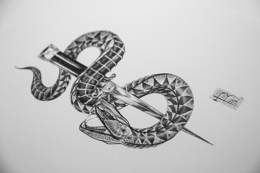 tattoo snake dagger