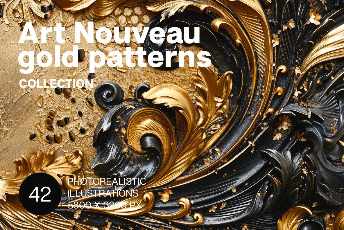 art noveau Art Noveau digital paper seamless pattern design Graphic Designer brand identity logos gold patterns