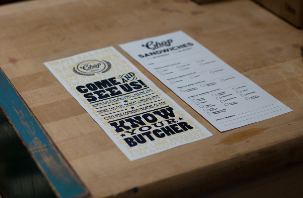 restaurant brand butcher shop print apparel Signage package