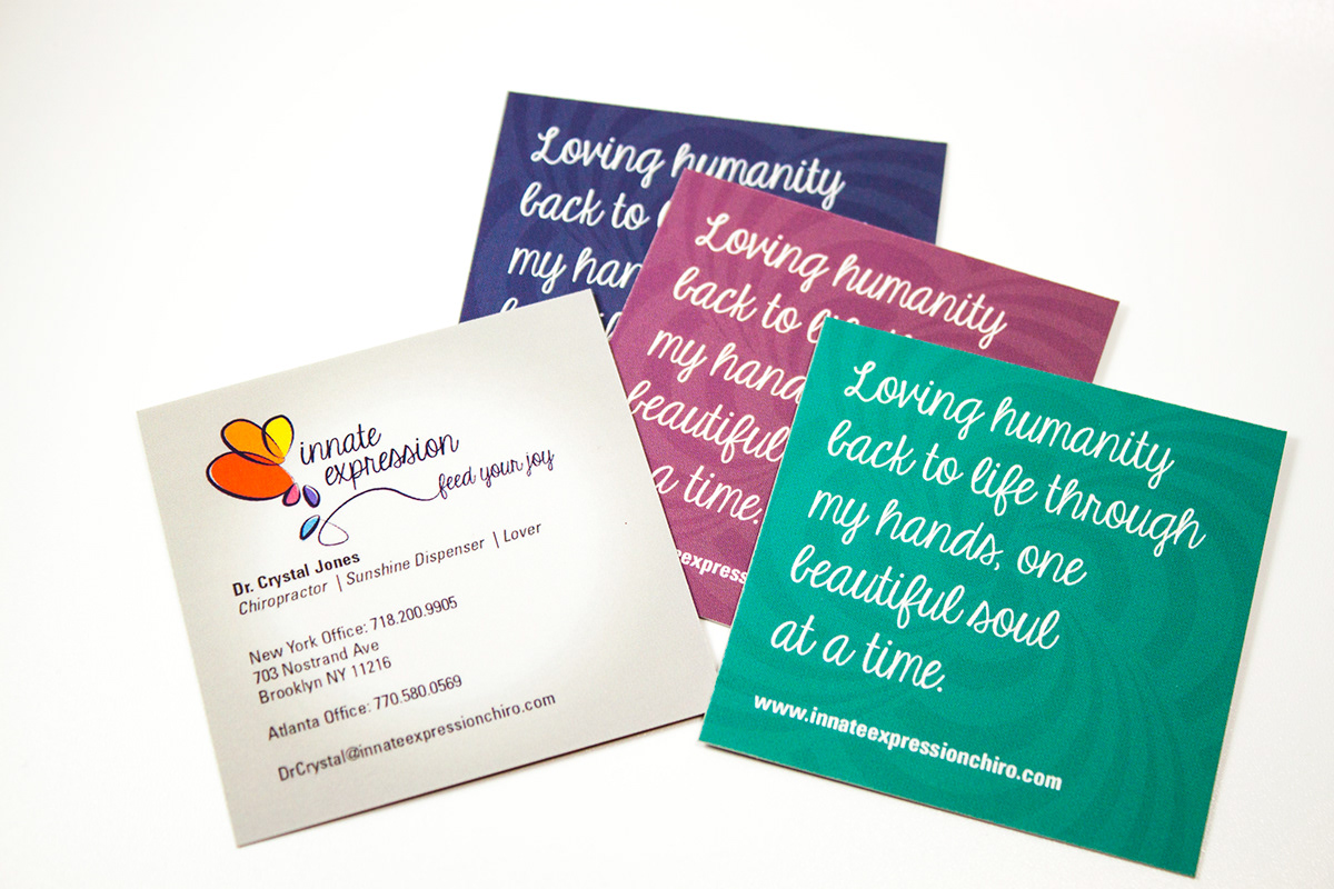 Chiropractic art business card moo graphic quote type square