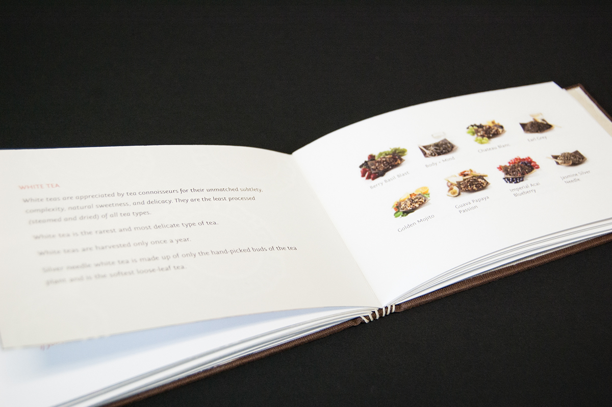 ashley leuci tea Teavana book design clamshell case buttonhole stitch