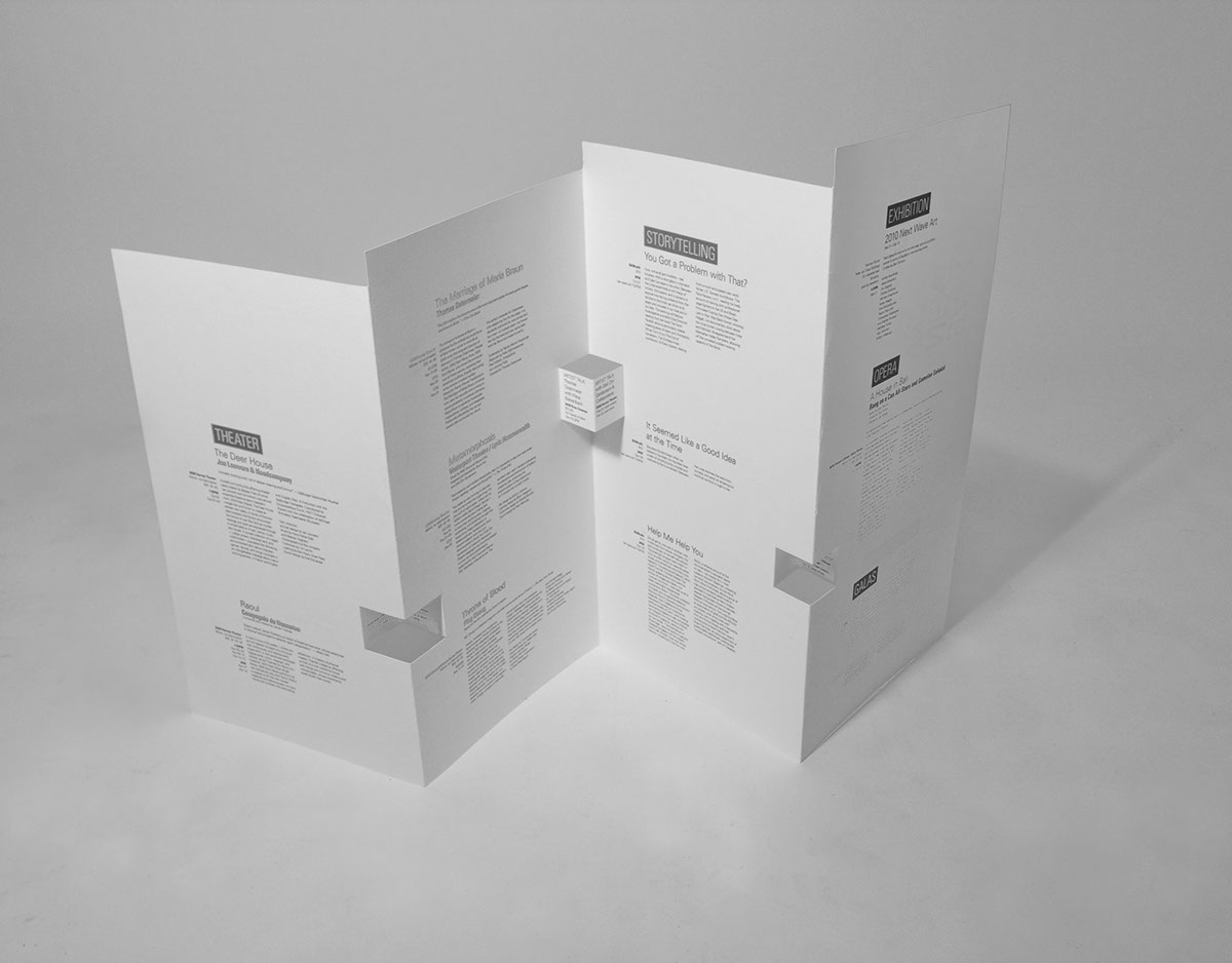 Popup brochure BAM Next wave festival light and shadow Paper-engineering sculptural