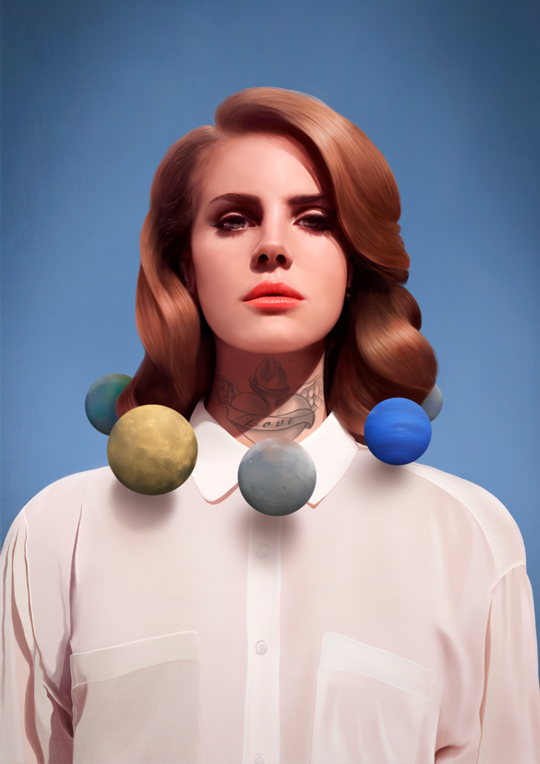 Lana Del Rey painting   art tejfelkrisztian ILLUSTRATION  girl la beauty Orbit Sun