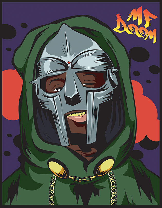 music rap hip hop MF Doom comic Comic Book cartoon vector portrait