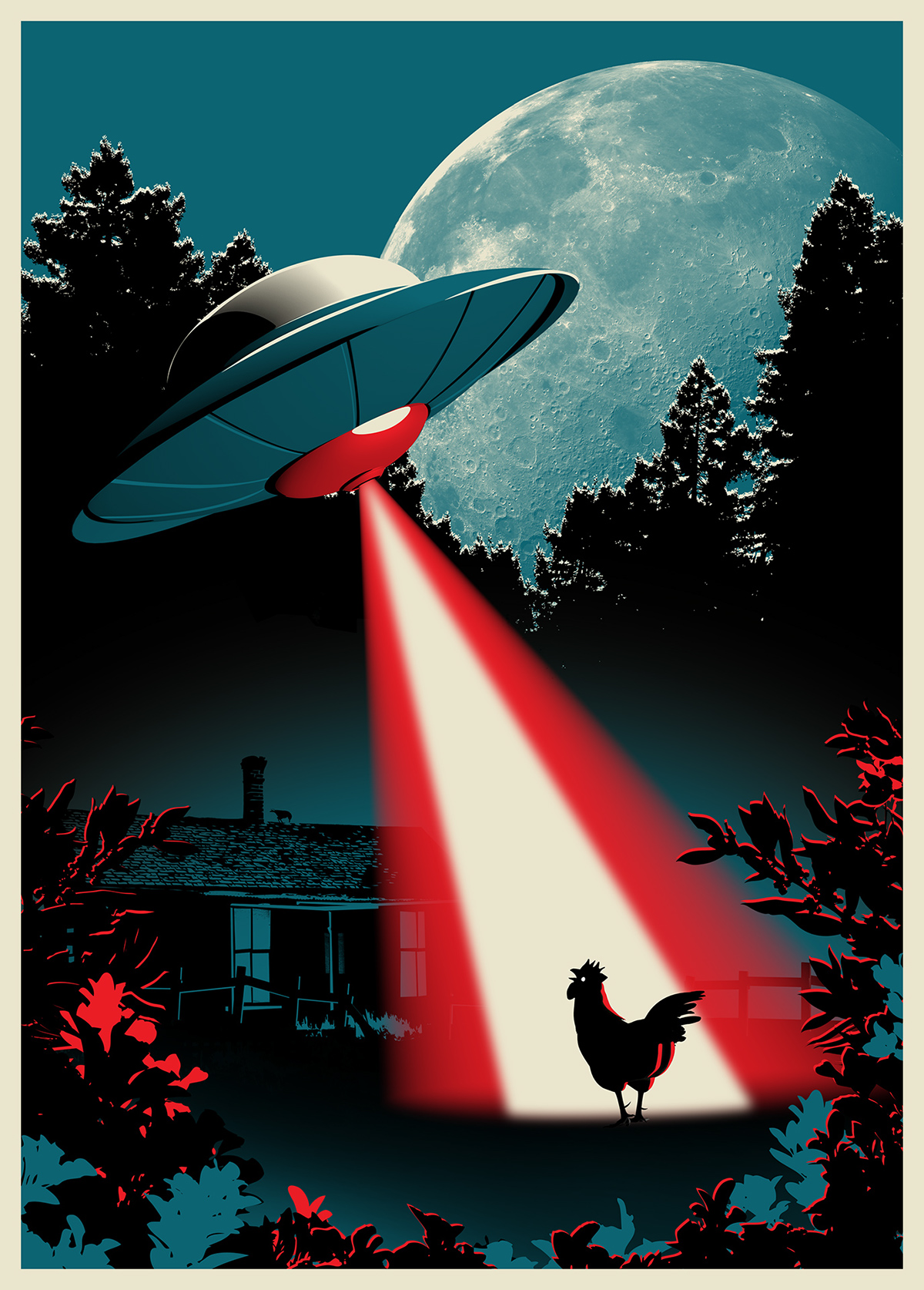 science fiction robots flying saucers screen prints