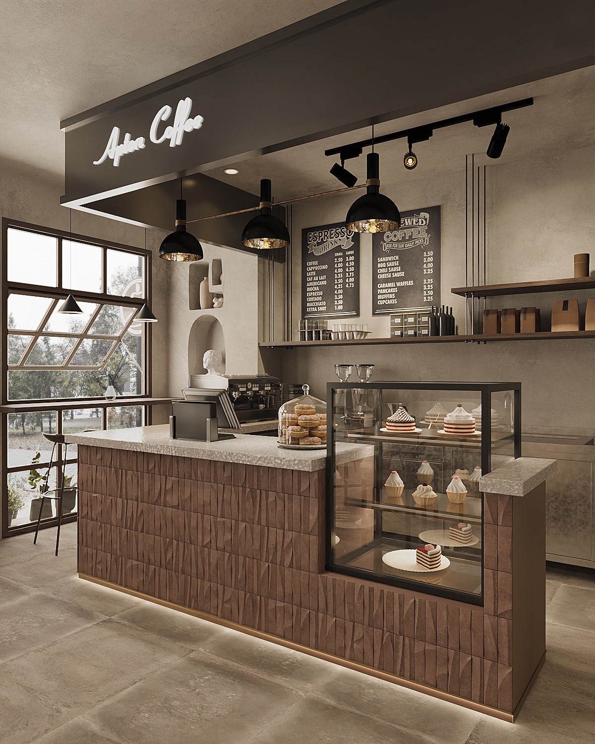 3ds max cafe Cafe design Coffee coffee shop interior design  Render small small coffee shop