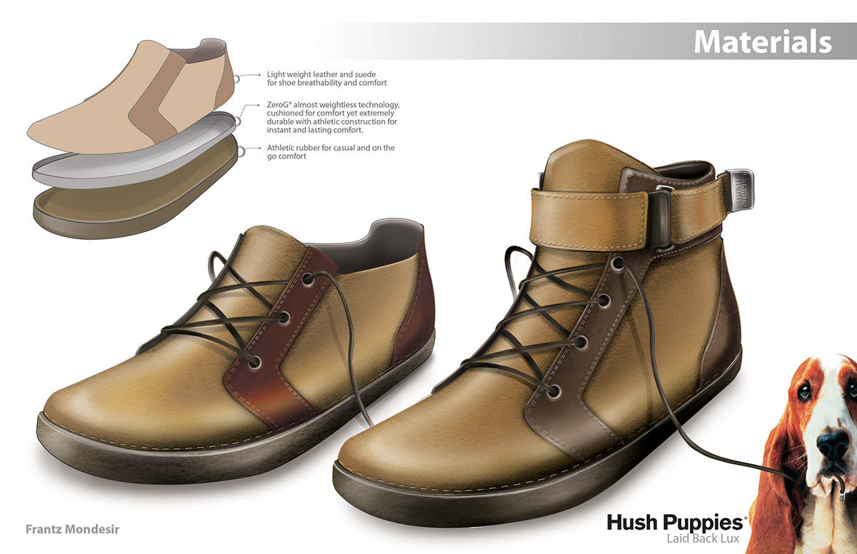 frantz frantz mondesir  hush puppies  wolverine concept shoe  shoes  design  shoe design  product design