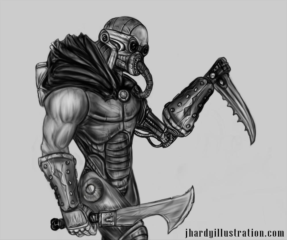 apocalyptic warrior Cyborg Scifi conceptart Character design  fantasy art