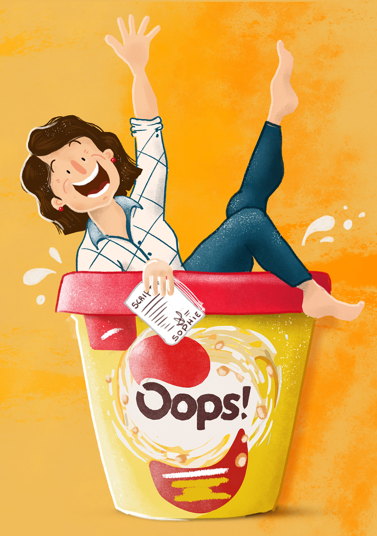 ILLUSTRATION  girl cup yogurt happy pin-up Character