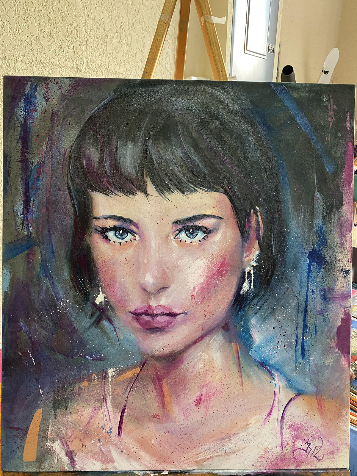 abstract beautiful woman fine art oil portrait