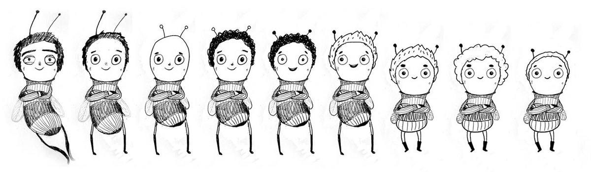 baby bee characters children diapers kids Love Mascot smile