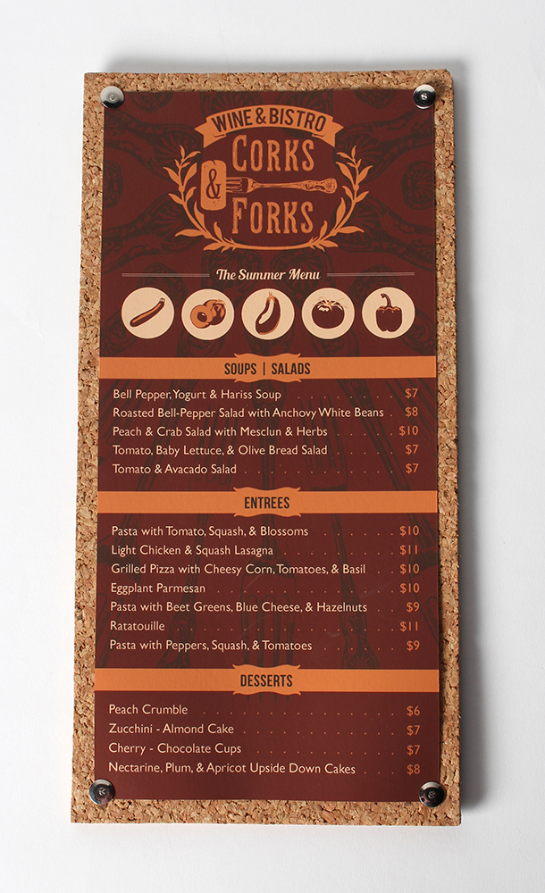Corks & Forks restaurant menu design