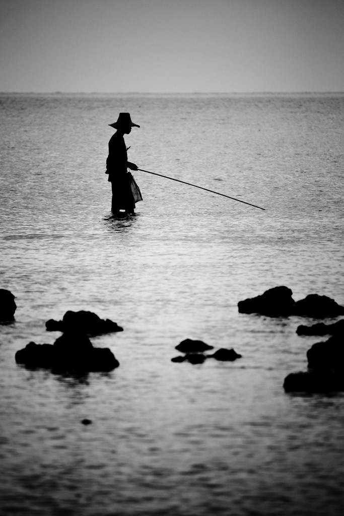 Fisherman ko asia Thailand sea culture bw art Travel