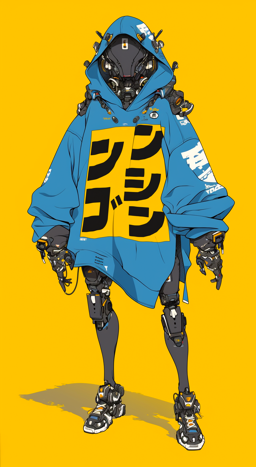 TECHWEAR Fashion  Cyberpunk cybernetic robot Cyborg yellow streetwear streetart anime